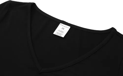 Vista 5 de OThread & Co. Camiseta corta de manga larga con cuello en V para mujer