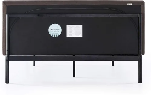 Vista 5 de Mellow BREE - Cama de plataforma de metal con cabecera tapizada curva, listones de acero, fácil montaje, marrón expreso, tamaño matrimonial Marrón
