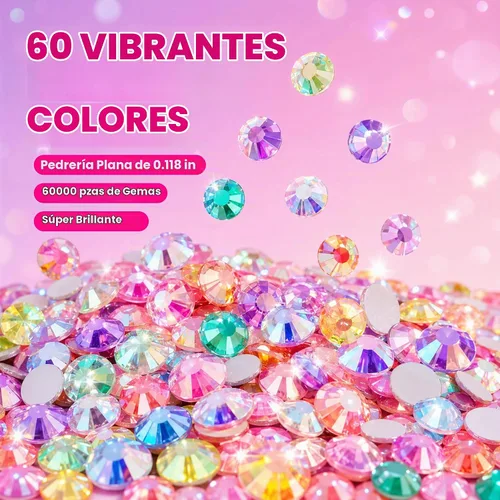 Vista 7 de 60000Pcs 60 Colors Bedazzling Kit with Rhinestones 3mm Bedazzling Gems