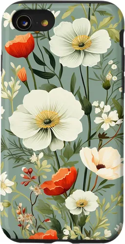 Vista 18 de Sage Green Flower Wildflower Pattern Floral Case for iPhone 17