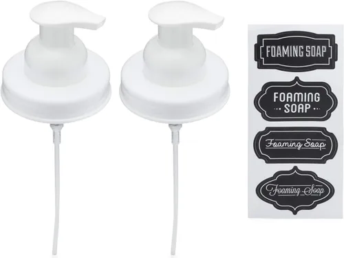 Vista 7 de Jarmazing Products Mason Jar - Tapas dispensadoras de jabón espumoso, incluye calcomanías impermeables, color negro, 1 paquete