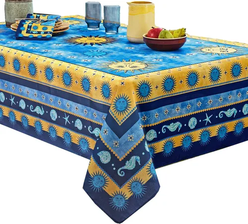Vista 9 de Home Bargains Plus Juego de 4 manteles individuales de tela mediterránea Blue Sun Tela, resistente a las manchas, resistente al agua, sin arrugas