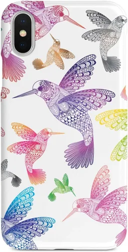 Vista 11 de Inspired Cases - Funda para iPhone 13 Mini con textura 3D - Funda protectora de goma para Apple iPhone 13 Mini - Zentangle Hummingbirds - Multicolor