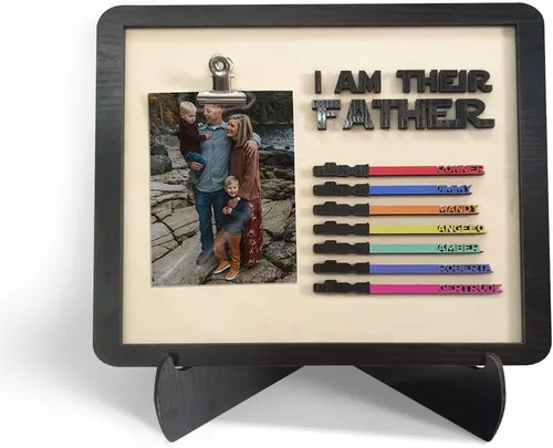 Vista 5 de Letrero personalizado con texto en inglés "I Am Their Father" para el Día del Padre, regalos para papá, marco de fotos personalizado, nombres