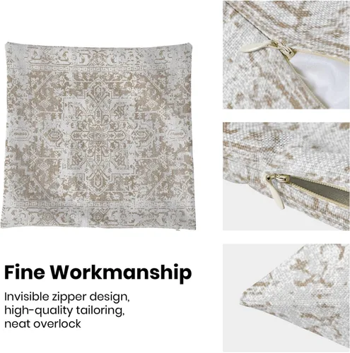 Vista 6 de BETGINY Fundas de almohada boho de 16x16 pulgadas, diseño étnico marrón beige, fundas de almohada decorativas para exteriores para sofá