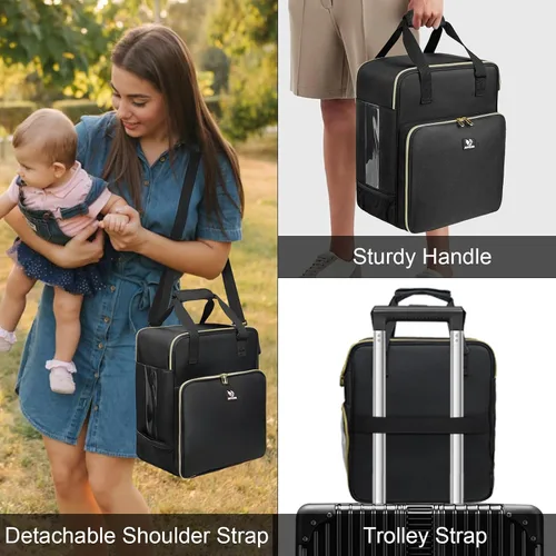 Vista 5 de Estuche de transporte compatible con Baby Brezza Formula Pro Advanced Formula Pro, bolsa de viaje con mezclador de fórmula aislada con correa