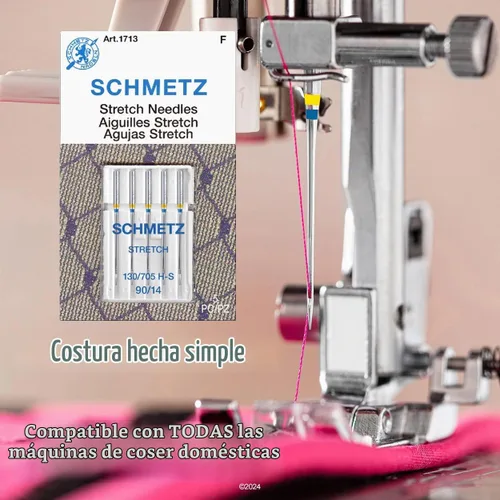 Vista 2 de 25 agujas para máquina de coser Schmetz Stretch 130/705H H-S Tamaño 90/14