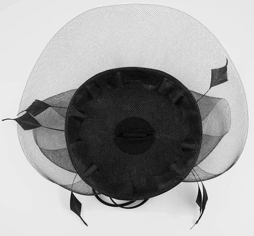 Vista 8 de Sombrero de tocadores para mujer, diadema de fiesta de té, boda, cóctel, flores de malla, clip para el cabello