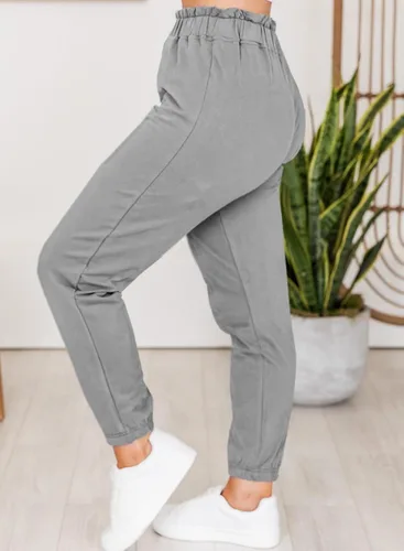 Vista 3 de EVALESS Pantalones deportivos de cintura elástica con volantes para mujer, pantalones de descanso cónicos para otoño, pantalones deportivos ligeros