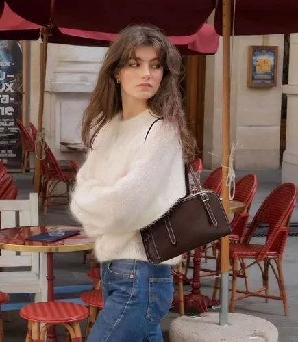 Vista 3 de KALIDI - Bolso de hombro de piel con cremallera Swing para mujer Café