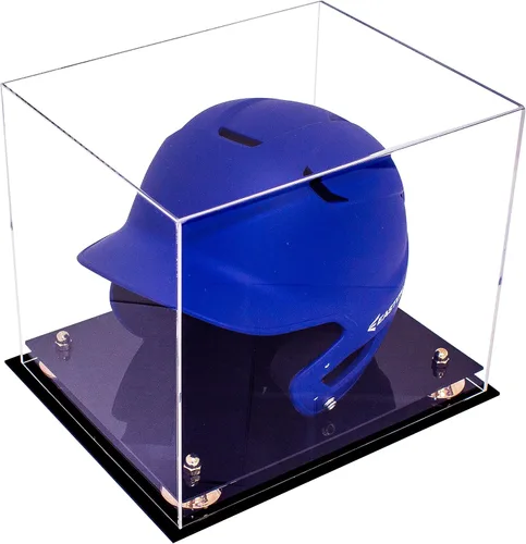 Vista 18 de Better Display Cases Vitrina acrílica para casco de bateo de béisbol con espejo, elevadores rosados, montaje en pared y base de espejo (V22/A012)