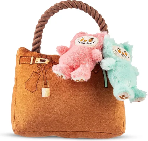 Vista 19 de Haute Diggity Dog Barkin Bag, juguetes de peluche de diseñador para perros con chirriador interactivo, enriquecimiento estimulante para mascotas