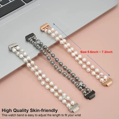 Vista 7 de Compatible con Fitbit Inspire HR/Inspire 2 & Inspire Bandas para mujer, elástica hecha a mano, pulsera de perlas de moda para Inspire Hr/Inspire 2