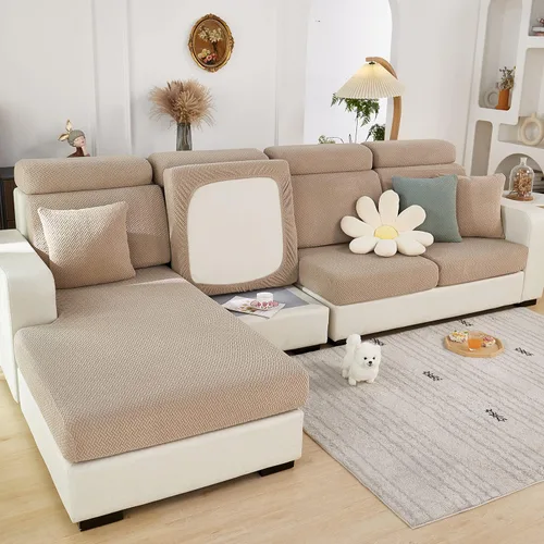 Vista 9 de ele ELEOPTION Fundas de cojín para respaldo de sofá, funda elástica en forma de L, funda seccional para sofá, protector de muebles, forro para sala