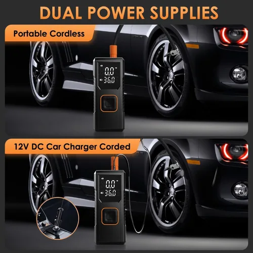 Vista 5 de Tire Inflator Portable Air Compressor, 150PSI Cordless/12V DC Air Pump for Car Tires with Pressure Gauge, Auto Shut-Off, Faster Tire Inflator Bike