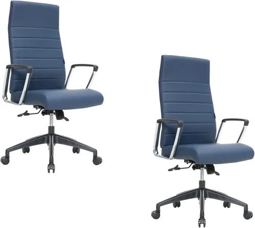 Vista 29 de LeisureMod Hilton Leather Executive Office Chair, Adjustable Height Negro