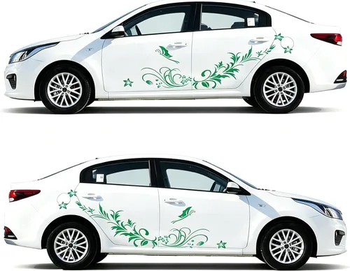 Vista 14 de Calcomanías decorativas talladas con flores huecas y mariposas, antiarañazos, para automóviles, furgonetas, SUV, camiones, juego de 3 piezas (negro)