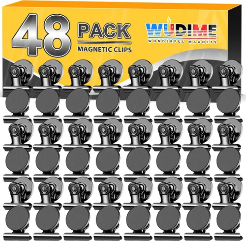 Vista 12 de 20 unidades de clips magnéticos, imanes para nevera, imanes para refrigerador, clips magnéticos negros para pizarra, imanes de clip