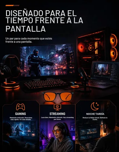Vista 4 de TIJN Blue Light Blocking Glasses, Square Frame for Computer Gaming Negro