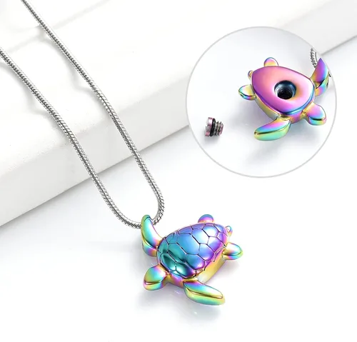 Vista 3 de Imrsanl Joyería de cremación de tortuga marina para cenizas, collar de recuerdo, urna conmemorativa, joyería para mascotas y seres humanos