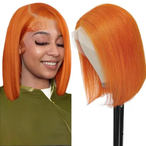 Vista 11 de UTIDE Peluca de cabello humano lacio de 5 x 5 pulgadas, peluca frontal de encaje frontal transparente HD de 150 %, peluca frontal corta y recta de 5