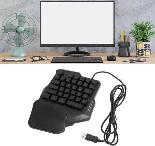 Vista 2 de Diyeeni Teclado para juegos con una sola mano, 35 teclas RGB teclado mecánico para juegos, teclado ergonómico profesional para juegos con teclas