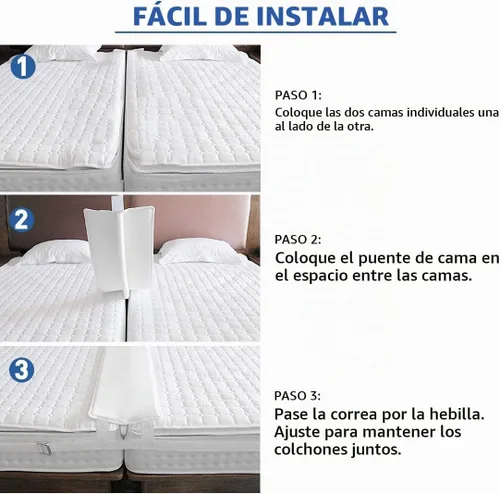 Vista 5 de HITOMEN Puente de cama, kit de convertidor de cama individual a King, relleno de huecos de cama con correa, conector de colchón