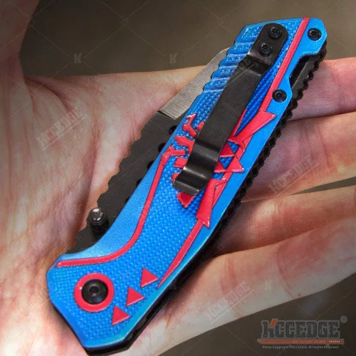 Vista 5 de KCCEDGE BEST CUTLERY SOURCE EDC - Cuchillo de bolsillo para camping, accesorios de caza, cuchillo plegable de borde afilado para equipo de Azul