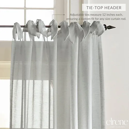 Vista 2 de Elrene Home Fashions - Panel de cortina de ventana con nudo superior transparente de Viena, 52 x 84 pulgadas (1 panel), azul grisáceo
