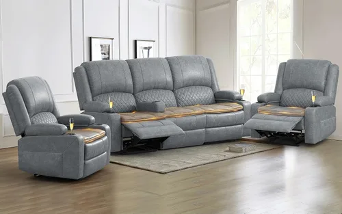 Vista 21 de Yolsali Sofá reclinable, sofá reclinable manual de 3 plazas con cojín de 2 niveles, sofás reclinables para sala de estar con consola removible