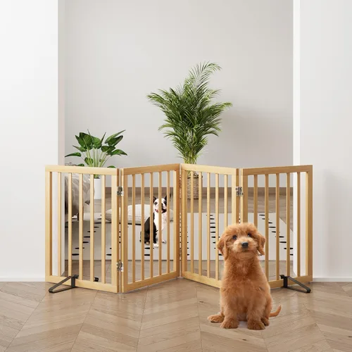Vista 7 de Puerta plegable negra para mascotas de 18-55 pulgadas para escaleras y puertas, valla de puerta para cachorros