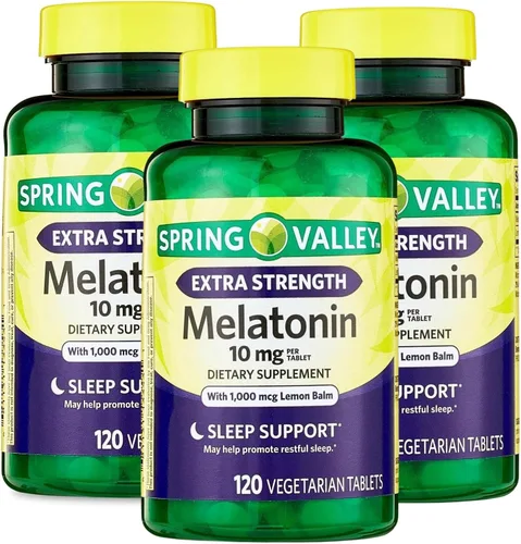 Vista 6 de Melatonina extra fuerte de 10 mg con bálsamo de limón – 120 tabletas vegetarianas, suplemento de melatonina de alta potencia para adultos, apoyo