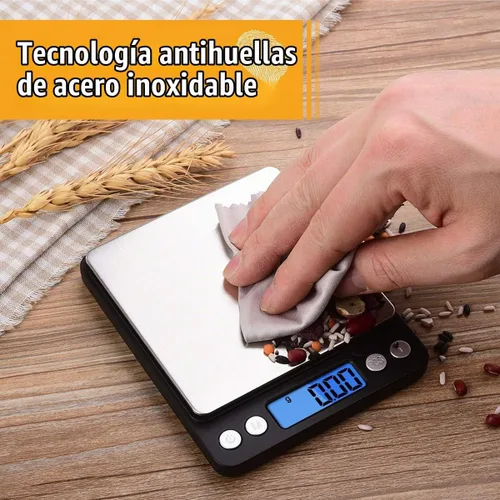 Vista 3 de Diyife Escala digital de cocina 17.64 oz/0.0004 oz, báscula de alimentos de Negro