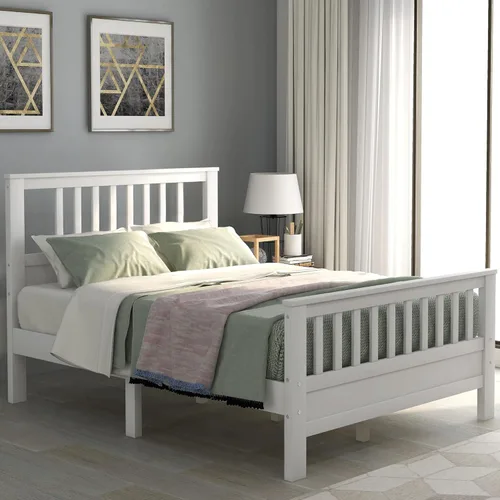 Vista 9 de Harper & Bright Designs Wooden Platform Bed Twin with Headboard and Under-Bed Space,Twin Size Bed Frame with Sturdy Slats Support for Bedroom Guest