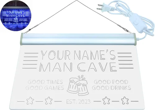 Vista 9 de ADVPRO Letrero de neón LED personalizado con texto en inglés "Man Cave Home Bar Est. Year Single Color LED Neon Sign 12 x 8.5" st4s32-x0012a-tm-b