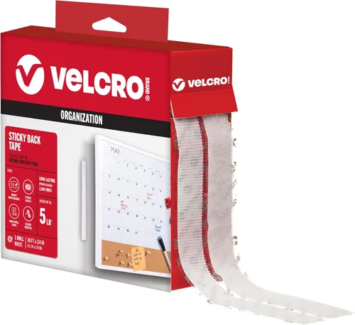Vista 9 de VELCRO Brand Rollo de cinta negra de 5 pies x 3/4 pulgadas Con adhesivo Corte las tiras a la longitud deseada Cierres de gancho y bucle