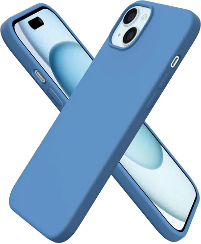 Vista 17 de ORNARTO Funda compatible con iPhone 15 Plus de 6.7 pulgadas, silicona líquida delgada de 3 capas cubierta completa de goma de gel suave, funda