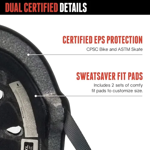Vista 5 de Triple Eight Casco de bicicleta y monopatín con doble certificación