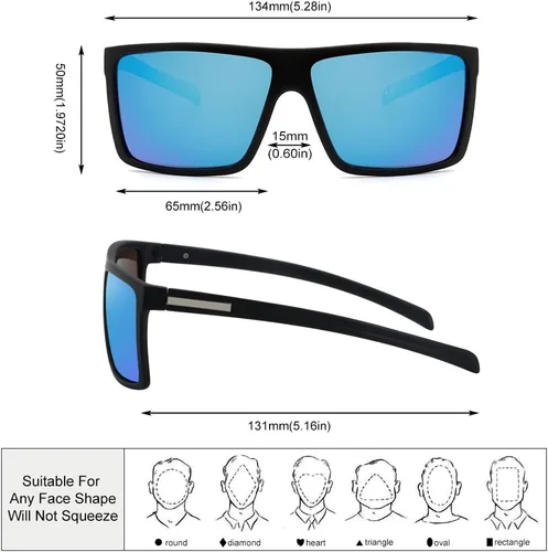 Vista 3 de Gafas de sol polarizadas cuadradas de estilo clásico de los hombres Gafas de sol ligeras de plástico protección UV para conducir