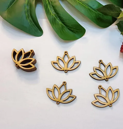 Vista 7 de 30 aretes de madera recortados en forma de loto, manualidades de corte láser sin terminar, accesorios de joyería de madera (2 pulgadas)