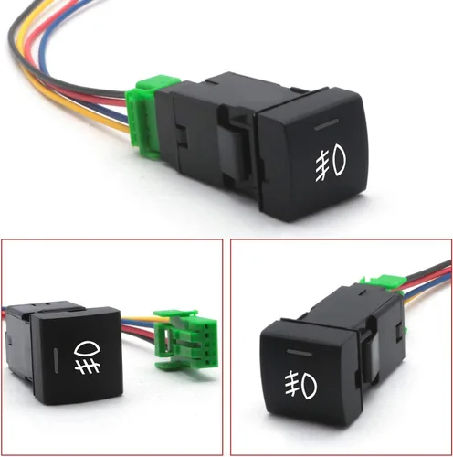 Vista 2 de x xotic tech Interruptor de botón pulsador de 4 polos de 12 V estilo fábrica con luces LED de fondo indicador para luces antiniebla, DRL, barra