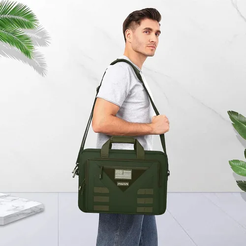 Vista 6 de MOSISO Bolsa táctica para laptop de 15.6 pulgadas para hombres, bolsa de mensajero táctica de 15-16 pulgadas, bolsa de hombro con múltiples Verde