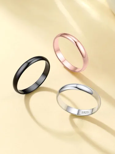 Vista 8 de Suplight Anillos entrelazados de plata de ley para mujer, anillo simple para ansiedad, anillos de polvo de estrellas lisos, anillo apilable