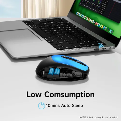 Vista 4 de memzuoix Wireless Mouse, 2.4GHz Nano Receiver, 3 DPI Levels (800/1200/1600), 6 Buttons, Compatible with PC/Mac/Laptop (Blue)