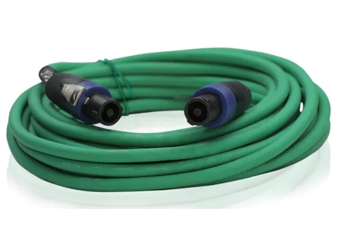 Vista 4 de Fat Toad Cables Speakon de 25 pies (Serie Twist-LockPRO), paquete de 2 cables de audio de cable verde de 12 AWG con conectores para cabina de DJ