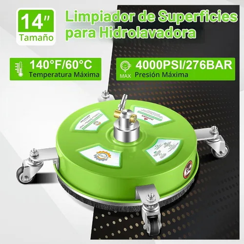 Vista 8 de PWACCS Limpiador de superficies para lavadora a presión de 14" con ruedas