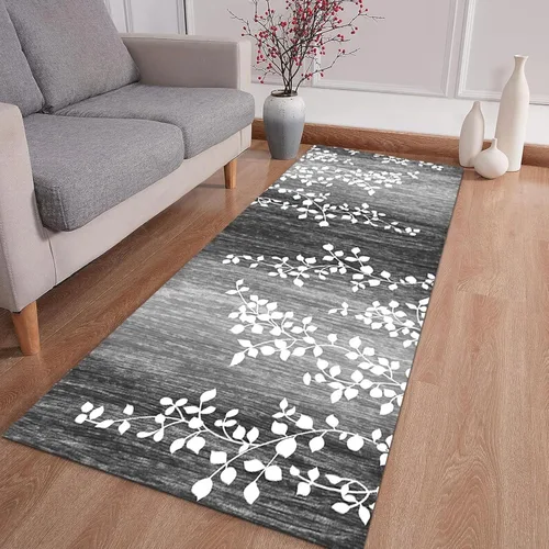 Vista 2 de Luyckfrazy Runner Rug for Entryway, Modern Grey Hallway Long Narrow Rugs Runner Kitchen Bathroom Living Room Low Pile Floor Carpet, 1m 1.5m 2m 2.5m