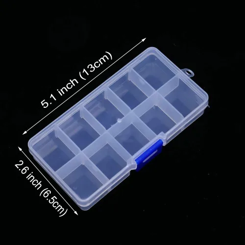 Vista 2 de UTENEW Caja organizadora de joyas de plástico transparente para pequeñas manualidadesartes, paquete de 2 contenedores con 10 rejillas, pequeño