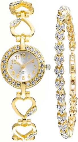 Vista 8 de ADSBIAOYE Reloj de pulsera de diamantes de lujo para mujer - Elegante correa de acero inoxidable hueco formal