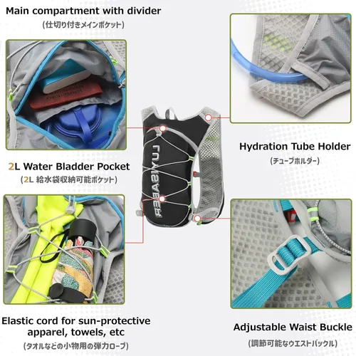 Vista 5 de Azarxis Hiking Hydration Pack 5L Running Backpack Daypack Vest with 2L Water Bladder for Women Men Cycling Biking Trail Race
